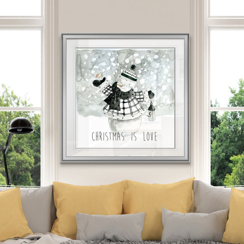 « christmas is love », peinture, H 16 po x l 16 po x P 1,5 po, Encadrement argenté