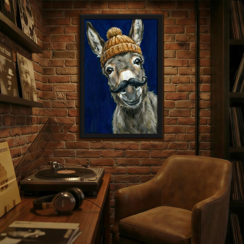 Animaux, âne avec chapeau et moustache, H 18 po x l 12 po