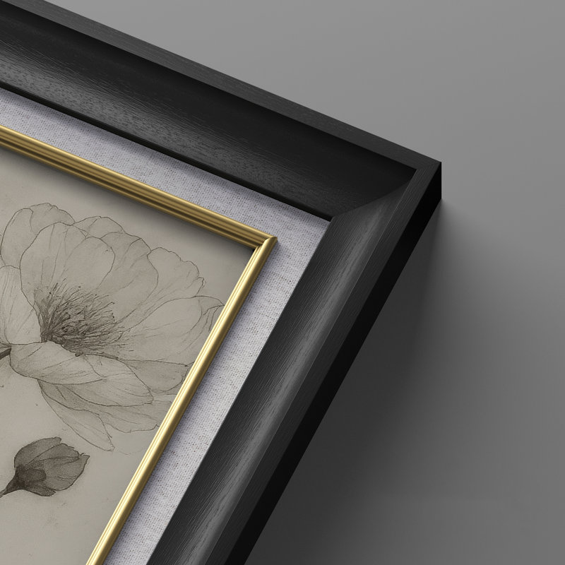 «Vintage Botanical Floral Study Classic Antique», ensemble de 2 reproductions d'art mural encadrées de qualité supérieure sur papier 26 po x 36 po
