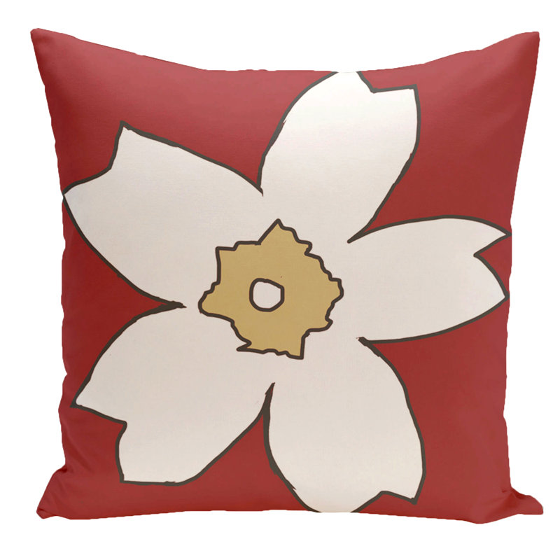 Floral Reversible Throw Pillow, 18" H x 18" W, Buddha / Ginger