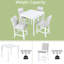 Ensemble de salle à manger 5 comptoirs de hauteur blanche. Table carrée avec ornements en cristal. Ensemble de chaises en bois massif et manufacturé de 5 pièces. Embellissement. Matériau