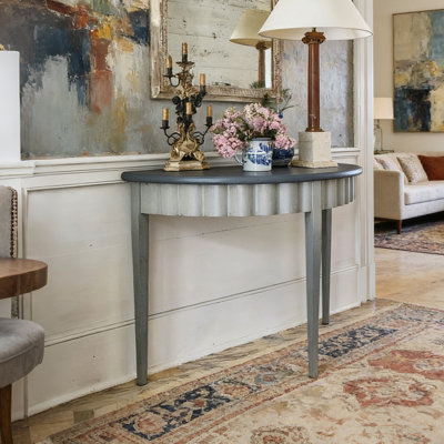 Retro-style semi-circular wooden console table