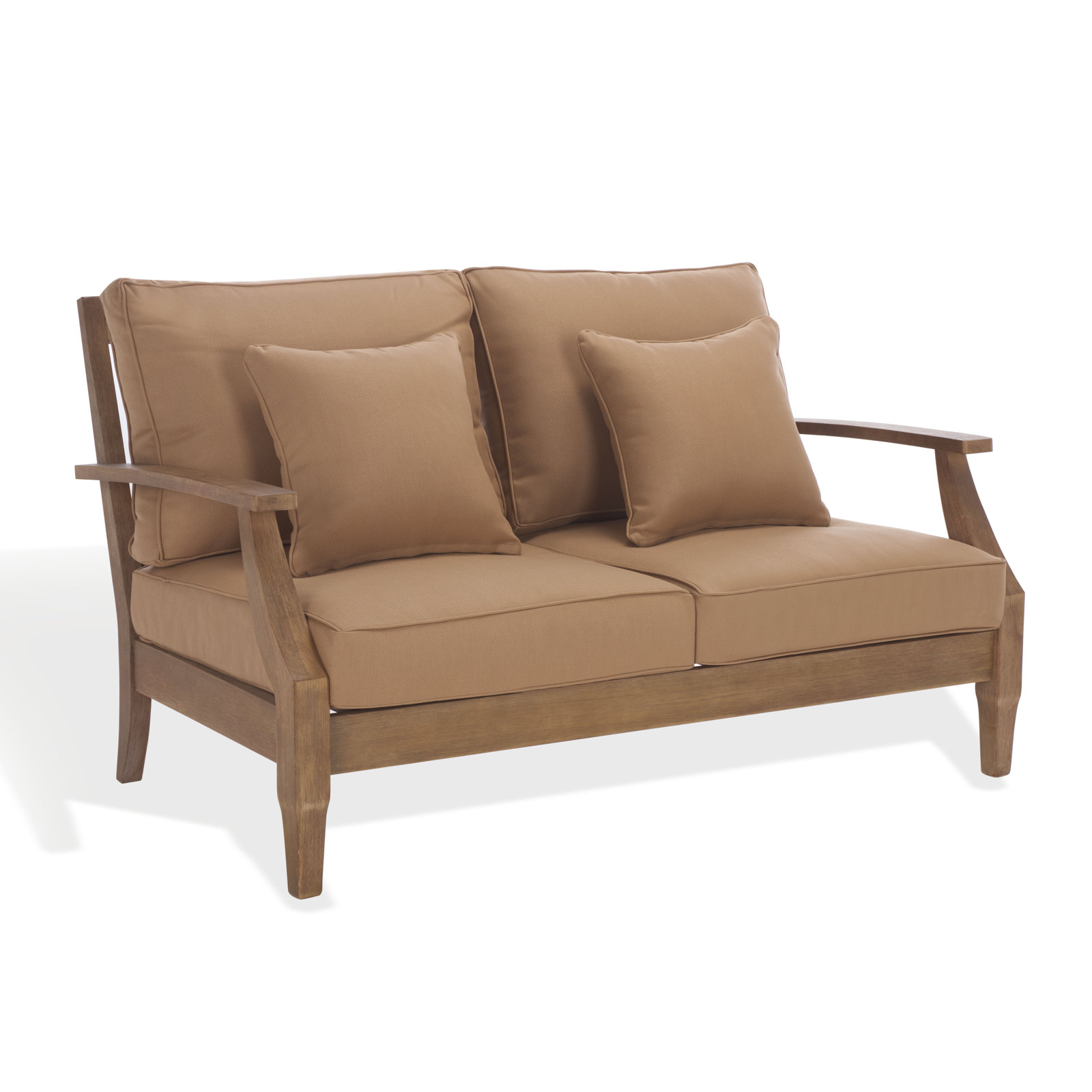 Samya Outdoor Loveseat with Cushions, Natural/Brown