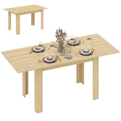 Table de salle à manger extensible, table de cuisine pour 6 à 8 personnes, bois naturel
