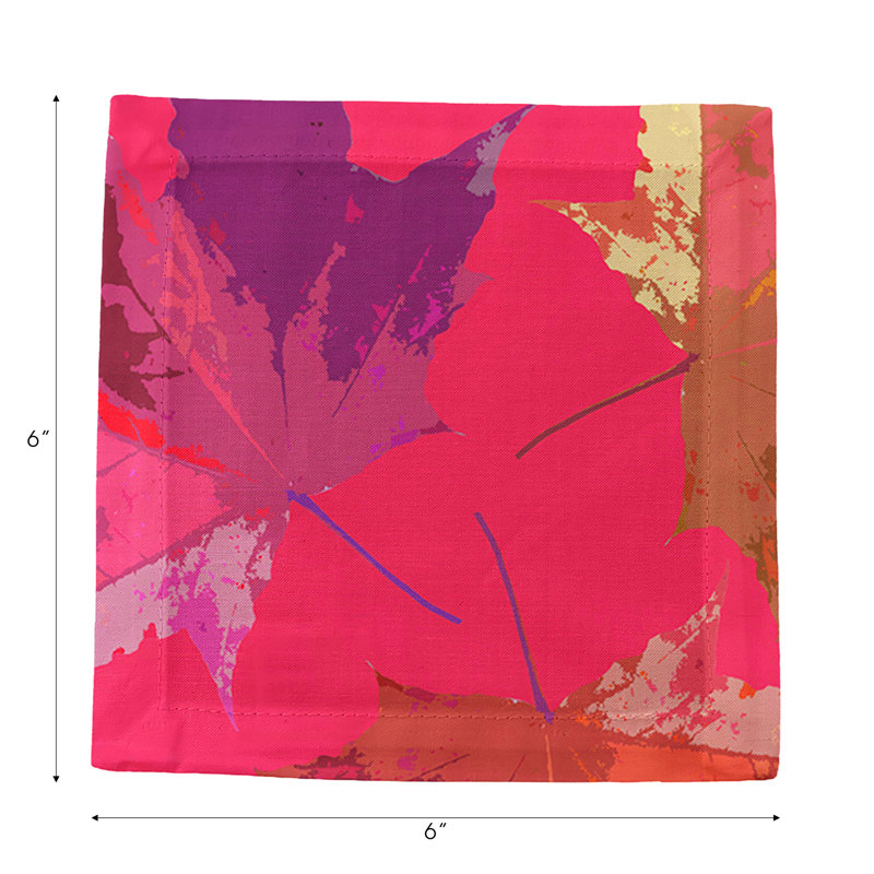 Autumn Leaves Cotton Sateen Cocktail Napkins, Plum