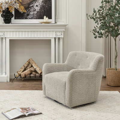 Fae Chenille Upholstered Swivel Armchair