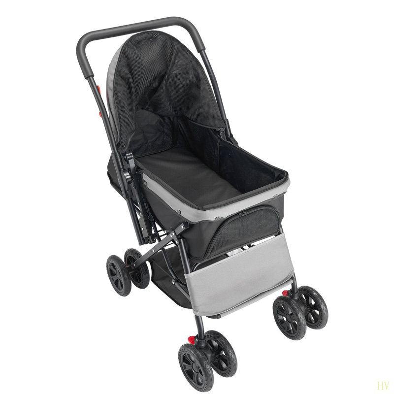 Poussette pour chien pliable pour animaux 4 roues avec poignée réversible jusqu'à 44 lb