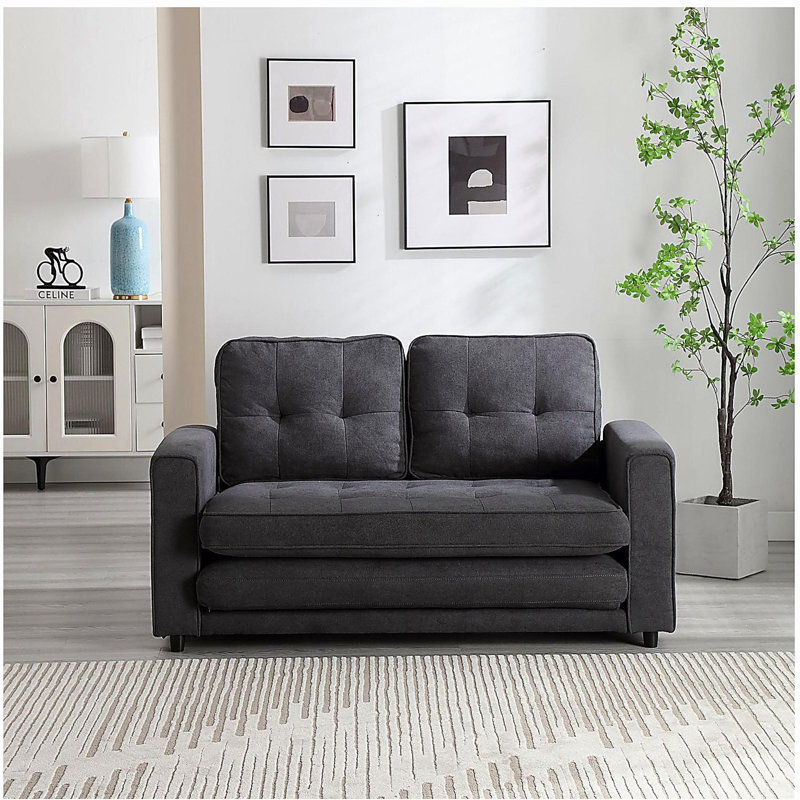 Canapé à 3 volets, canapé-lit futon convertible, causeuse peu encombrante, canapé-lit escamotable pour le salon, tissu en velours de lin