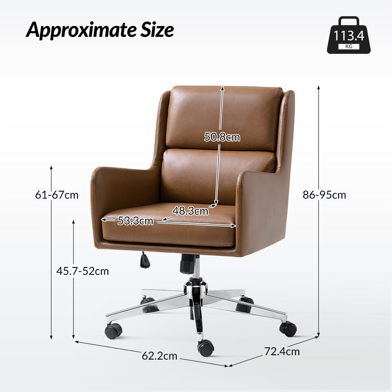 Zaysean Modern Faux Leather Tilting Executive Office Chair, Camel