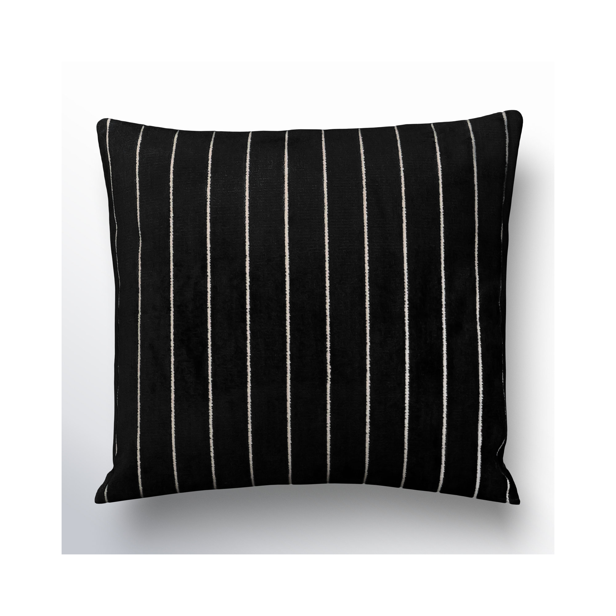 Maxton Striped Throw Pillow, Black, Square 20", Feather