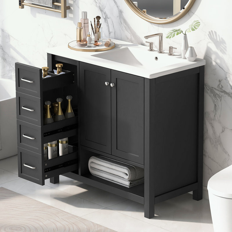 Rangement pour salle de bain Catenia, Argent argent, Black