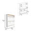 Range-chaussures H 46 po, une tablette de rangement ouverte, deux tiroirs de rangement internes, deux portes, chêne clair / blanc