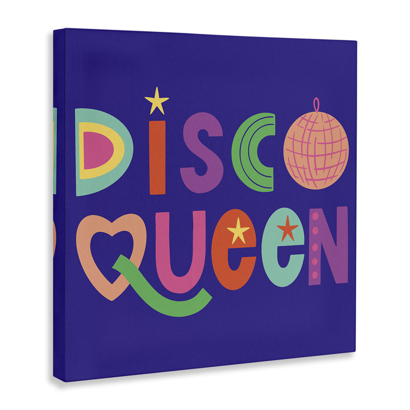 Grande disco sur toile avec lettres rétro, design par Sazerelli Designs, H 30 po x l 30 po
