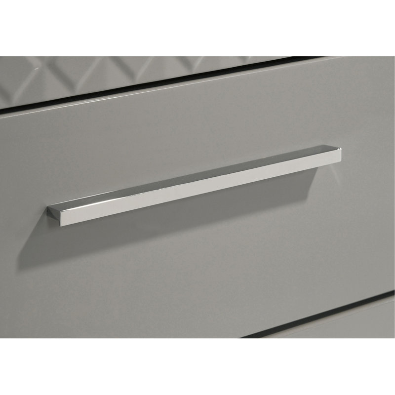 Commode 6 tiroirs grise ultrabrillante, Gris