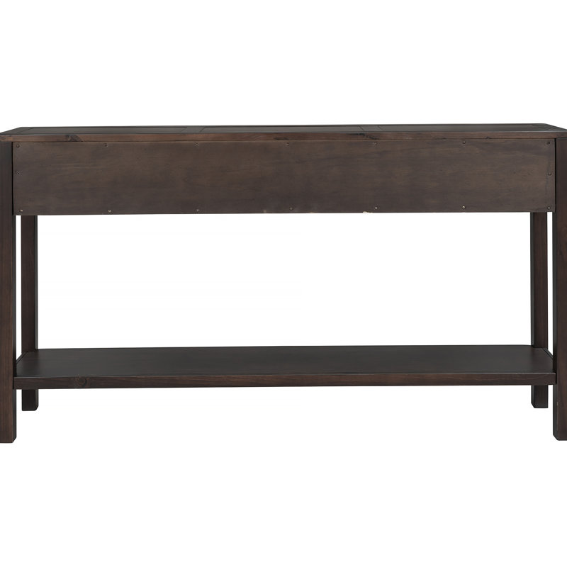 Console de style rustique avec tiroirs et tablettes fonctionnels, un meuble pratique et élégant pour la décoration intérieure