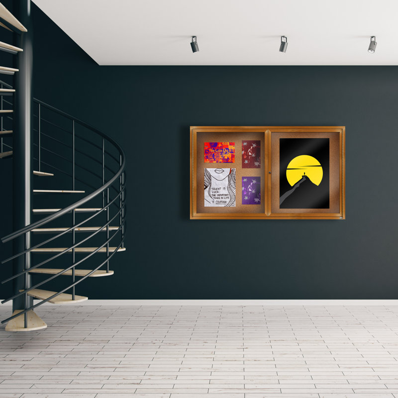 Tableau d’affichage mural en aluminium encastré, Bois de chêne, Deux, H 36 po x l 60 po