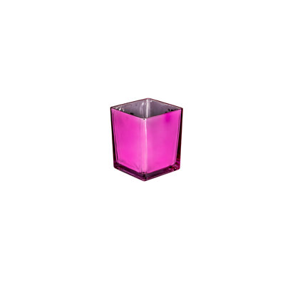 Vase cube en verre fabriqué à la machine avec galvanoplastie à l'intérieur