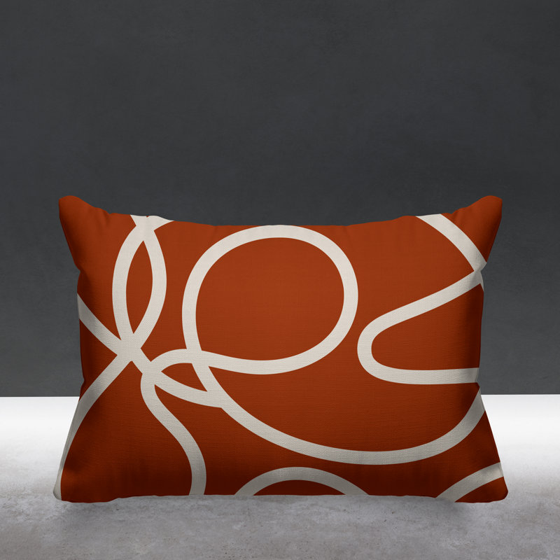 Abstract Outdoor Reversible Throw Pillow, 15" x 15", Burnt Orange, Square