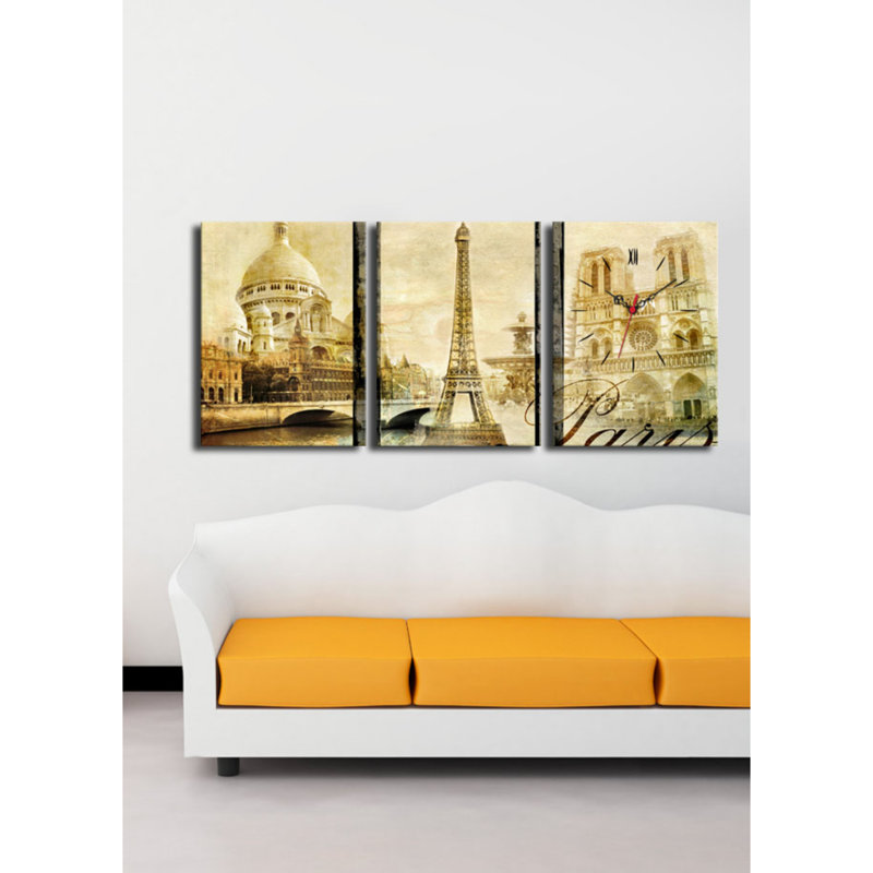 Ensemble d'horloge murale 3 pièces Elegant Structure robuste en bois à 100%, épaisseur: 1,2 po | Parfait pour la décoration intérieure et les intérieurs modernes, conception unique