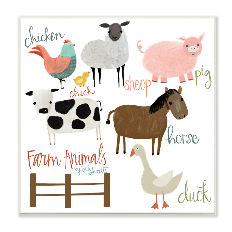 Décoration murale pour enfants Donovan Farm Illustration, H 12 po x l 12 po x P 1,5 po, Plaque de bois