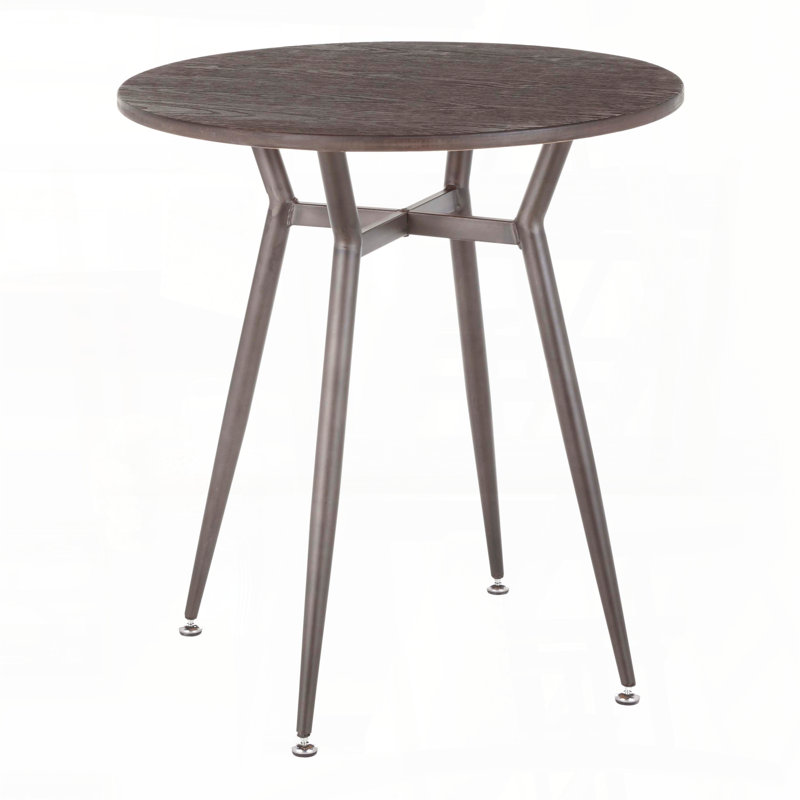 Table de salle à manger ronde - Métal antique et bambou espresso - Style industriel