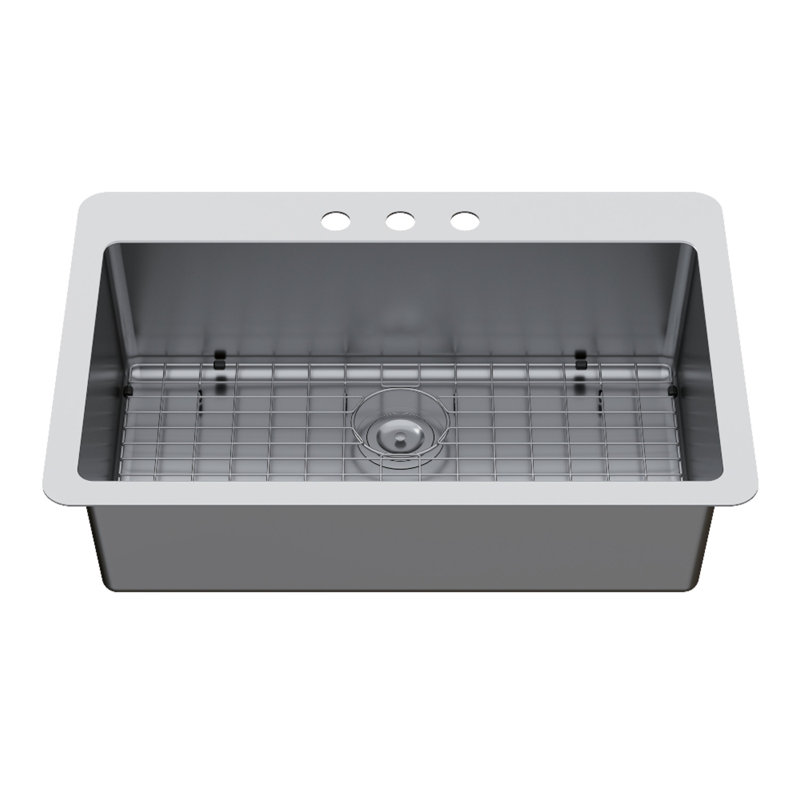 Évier de cuisine en acier inoxydable à cuve simple avec drain Kingston