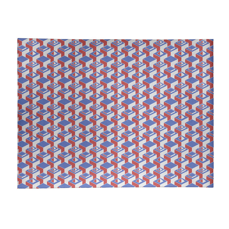 Tapis rouge/bleu/gris zone skyscrapers, Rectangle 4 pi x 6 pi