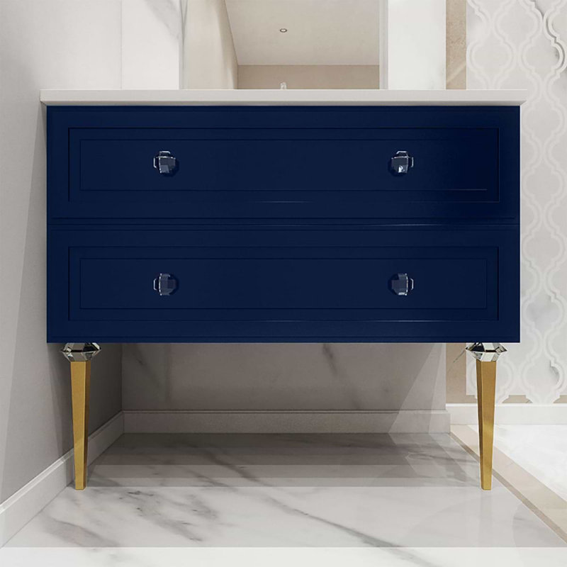 Alma 36.25" Wall Mounted Single Bathroom Vanity with Top, Blue
