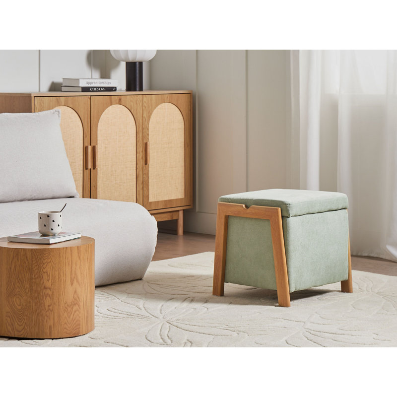 Taheem 45cm Wide Square Solid Colour Pouffe Ottoman with Storage, Light Green