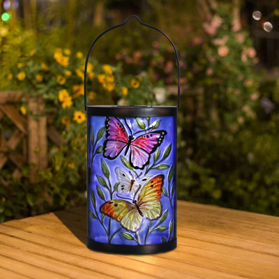 Solar Lantern 14.75" Butterfly Led Lamp,Decorative Lantern,Hanging Lights For Garden, Patio, Tabletop Decor