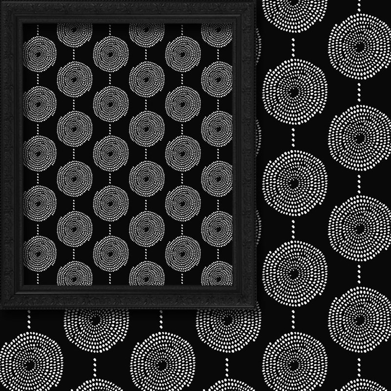 Spiral-Patterned Bohemian Single Panel Curtain, Black, 140cm Width x 175cm Drop