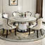 Ensemble de table de salle à manger simple en faux marbre blanc-104829587