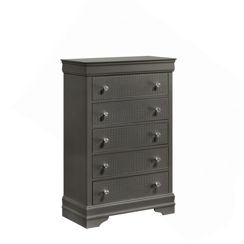 Commode 5 tiroirs Blaze, Gris