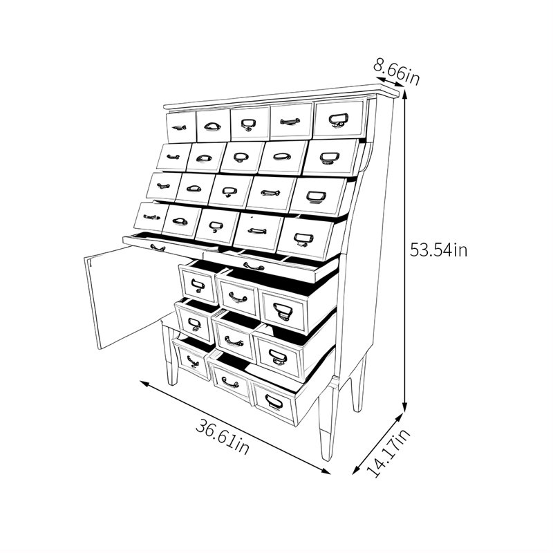 Armoire multi-tiroirs en bois massif
