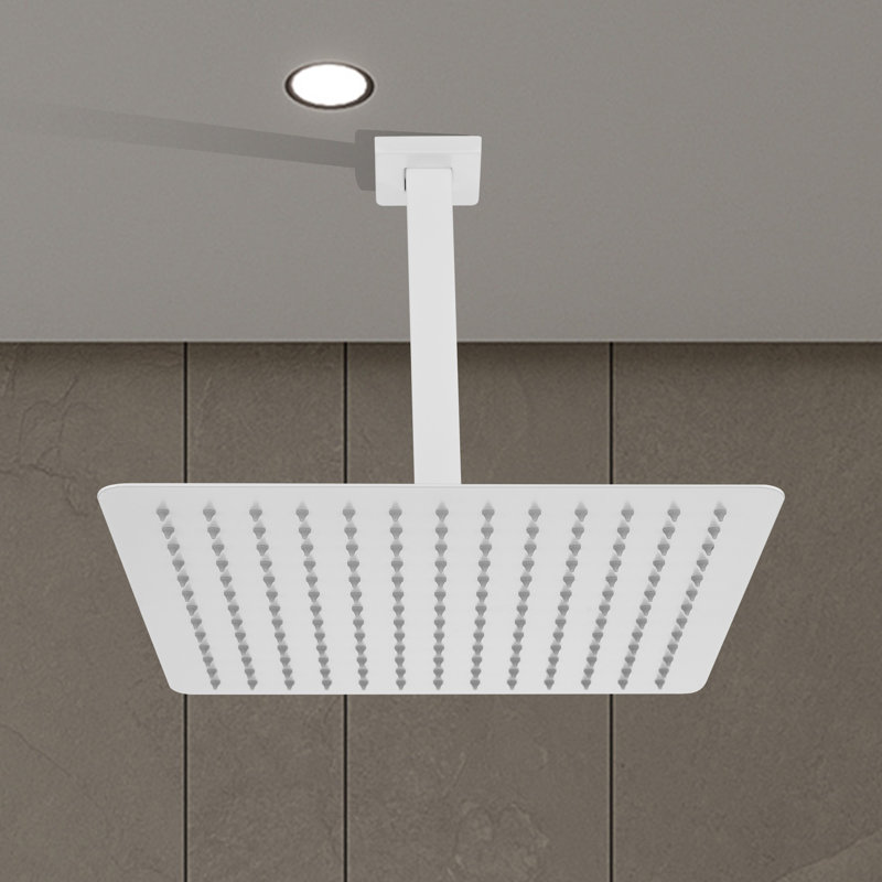 Rain Fixed Shower Head 1.8 GPM GPM with Self-Cleaning, White