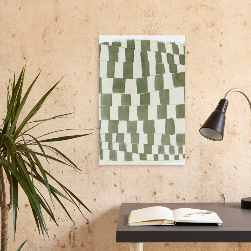«Distorsed Grid II», peinture à l'huile abstraite à motif géométrique, H 24 po x l 16 po