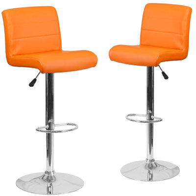 Nusbaum Vinyl Adjustable Height Barstool with Rolled Seat and Chrome Base