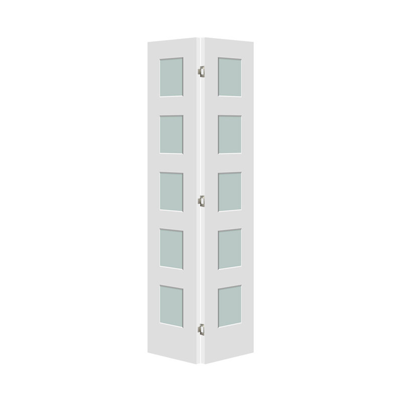 Porte pliante en verre givré 5 lumières et bois manufacturé avec trousse de quincaillerie d'installation, 24 po x 80 po