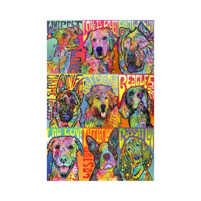 Nine Up Of Dogs by Dean Russo - Wrapped Canvas Painting