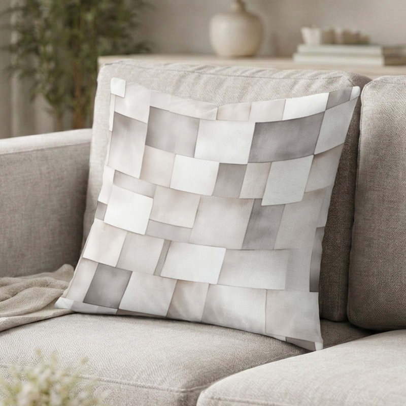 Coussin décoratif géométrique - Coussin gris, H 18 po x l 18 po