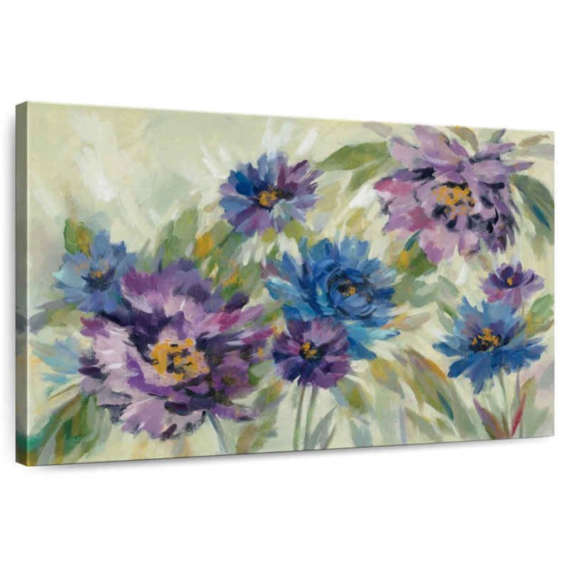 Harnek Bold Blue And Lavender Flowers, 20" H x 30" W