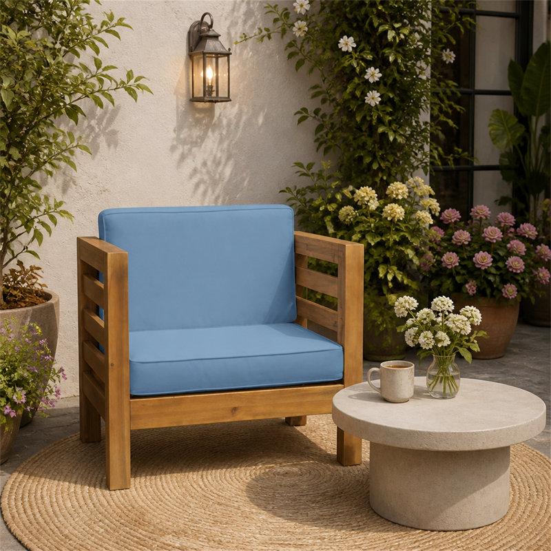 Chaise club Oana, Pecan/Blue
