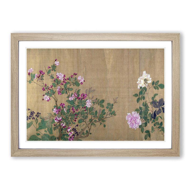One Hundred Flowers Vol.6 by Yun Shouping - Picture Frame Painting Print, 36cm H x 48cm W x 2cm D, Oak Framed