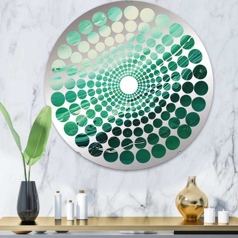 Jade Jupiter Planète dans l'espace - Miroir décoratif à pois radiaux | Rond, 31,4 po x 31,4 po