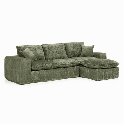 107'' Modern Boucle Sectional Sofa With Reversible Chaise For Living Room, Comfy Cloud Couch With Pillows