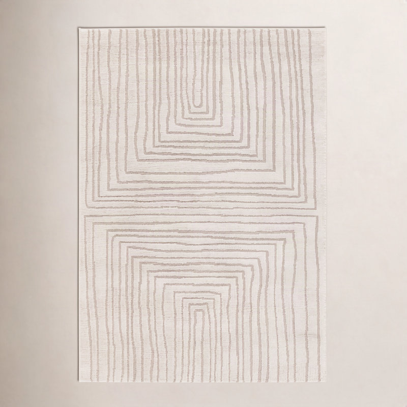 Tapis rayé ivoire / beige Quillan, Tapis de couloir 2 pi 5 po x 10 pi