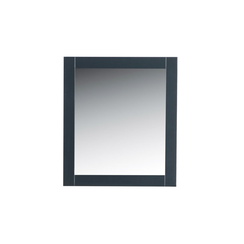 Solid Wood Frame Rectangle Wall Mirror, 31.5" H x 28" W, Dark Gray
