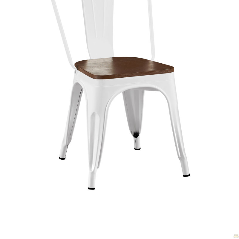 Ensemble de 2 chaises de salle à manger en métal, 2, Brun antique / blanc