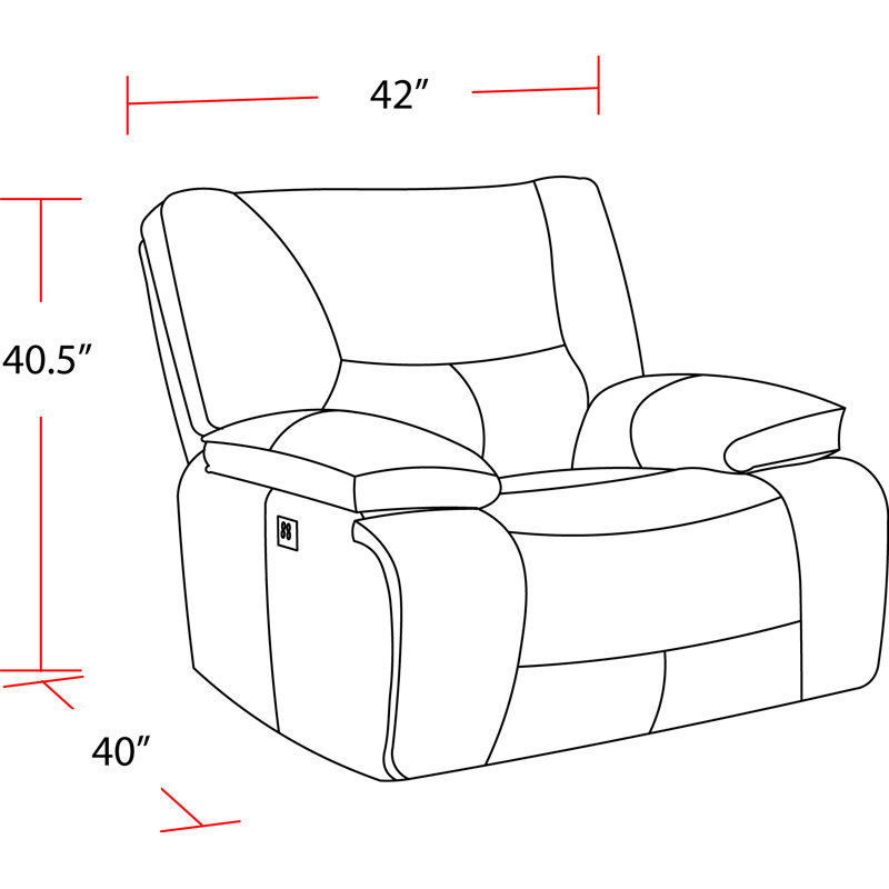 Fauteuil inclinable électrique de 42 po avec repose-tête réglable et accoudoirs coussinés Pomona, Huître