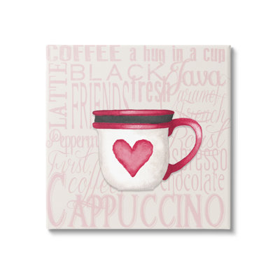 Stupell Industries Heart Coffee Mug Latte Kitchen By Elizabeth Medley - Wrapped Canvas Graphic Art In Pink
